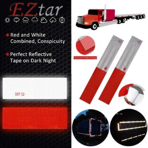 EZtar DOT-C2 Reflective Safety Tape 2 Inch x 150 Feet Red/White High Intensity Self Adhesive Waterproof Reflector Conspicuity Tape for Vehicles,Trailers,Boats,Signs