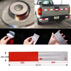 EZtar DOT-C2 Reflective Safety Tape 2 Inch x 150 Feet Red/White High Intensity Self Adhesive Waterproof Reflector Conspicuity Tape for Vehicles,Trailers,Boats,Signs