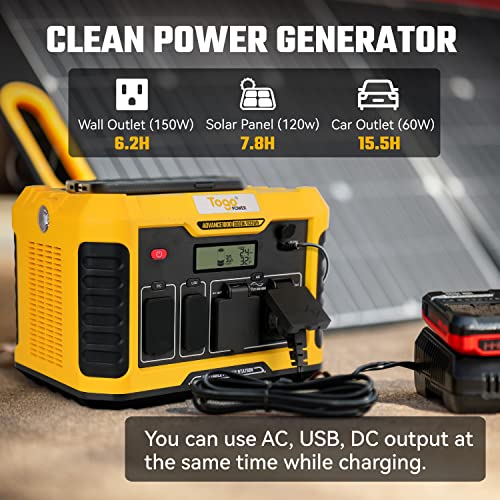 Togo POWER A1000 Portable Power Station, 933Wh Solar Generator with 1000W AC Outlets, Wireless Charging, Electric Battery Backup Generator for Home Use, Emergency, Power Outages, Camping, RV/Van