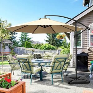 Yaheetech 4PCS Umbrella Base Heavy-Duty Square Cantilever Offset Patio Umbrella Stand - Outdoor Banana Parasol Umbrella Base Weight Water or Sand Filled for Garden Lawn Backyard Market, Black