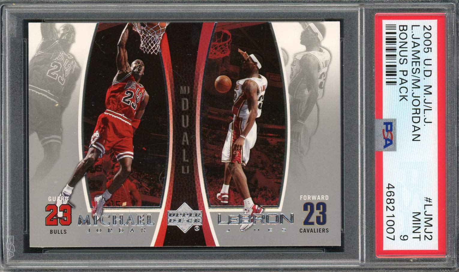 Michael Jordan Lebron James 2005 Upper Deck Basketball Card #LJMJ2 Graded PSA 9 MINT