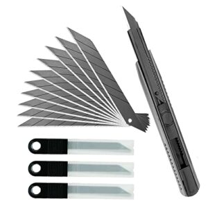 umaki black 9mm utility vinyl knife film cutter tool with 30 piece snap off blades, cutting knife for vinyl tinting film wrapping
