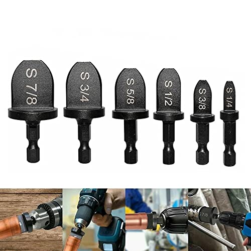 6pcs HVAC Repairing Set Air Conditioner Copper Tube Expander Swaging Tool Manual Pipe Swage Expander Drill Bit Soft Copper Tubing Bit with 1/4'', 3/8'', 1/2'', 5/8'', 3/4'', 7/8' Bits