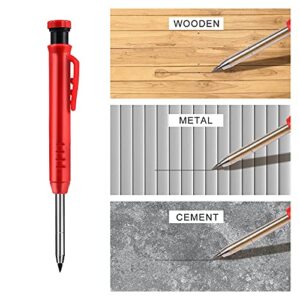 Carpenter Pencils, Construction Pencils with Pencil Sharpeners Center Punch Mechanical Carpenters Pencil Woodworking Scribing Tools Set for Carpentry Welders, 5pcs