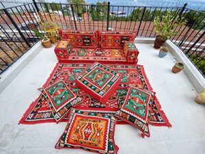 red color arabic floor sofa seating set, floor cushions, arabic majlis, ottoman couch, loveseats, arabic majlis, bench cushions,reading sofa (sofa full set)