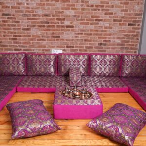 Premium U Shaped Arabic Sofa Set, Floor Cushions, Arabic Seating Floor Sofa, CNC Cutted Backrests, Moroccan Sofas, Arabic Majlis (U Sofa Only)