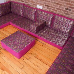 Premium U Shaped Arabic Sofa Set, Floor Cushions, Arabic Seating Floor Sofa, CNC Cutted Backrests, Moroccan Sofas, Arabic Majlis (U Sofa Only)