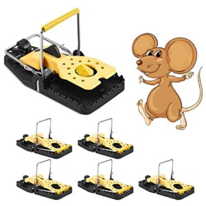 mouse traps, unglehome mouse trap indoor, sensitive mice trap reusable mouse catcher with safe bait cup for kitchen garage barn - 6 pack