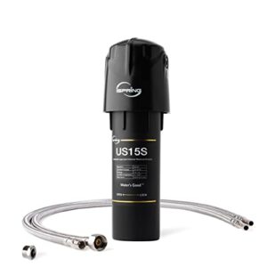 ispring us15sd direct-connect under sink water filter system, high capacity filtration, fit kitchen and bathroom faucets, reduces lead and chlorine, 10" x 2.5", black
