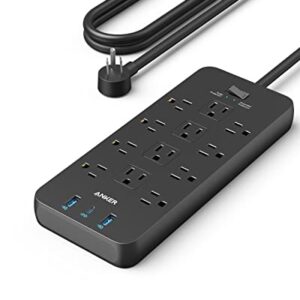 Surge Protector Power Strip (2100J), Anker 12 Outlets with 1 USB C and 2 USB Ports foriPhone 15/15 Plus/15 Pro/15 Pro Max, 5ft Extension Cord, Flat Plug, 20W USB C Charging for Home, Office,TUV Listed