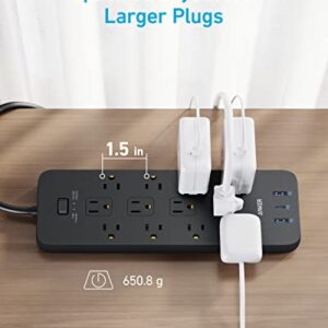 Surge Protector Power Strip (2100J), Anker 12 Outlets with 1 USB C and 2 USB Ports foriPhone 15/15 Plus/15 Pro/15 Pro Max, 5ft Extension Cord, Flat Plug, 20W USB C Charging for Home, Office,TUV Listed