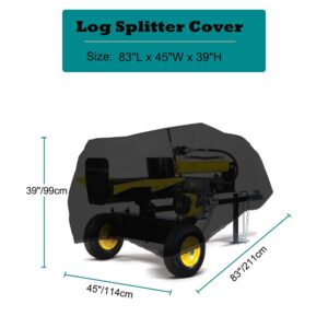 BOSKING Patio Log Splitter Cover 83"x45"x39" Heavy Duty Waterproof Logging Separator Cover Weather-Resistant Storage Cover for 15-37-Ton Gas Log Splitter - Black