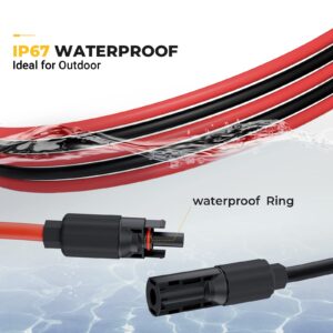 BougeRV 30 Feet 8AWG Solar Extension Cable with Female and Male Connector with Extra Free Pair of Connectors Solar Panel Adaptor Kit Tool (30FT Red + 30FT Black)