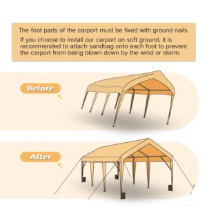 Carport Canopy 10x20 Heavy Duty Car Canopy with Removable Sidewalls Portable Carport Garage Tent Boat Shelter Market Stall, with 4 Windows Yellow