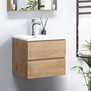 kswin 24" wall mounted bathroom vanity with sink, modern floating bathroom cabinet with white integrated wash basin