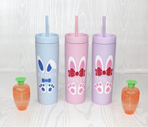 personalized easter gift for girls - little girl easter tumbler - easter basket cup with bunny - toddler girl easter tumbler-boy easter gift (purple)