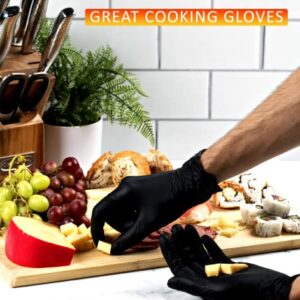 Soft Disposable Black Vinyl Gloves - 100 Pack 3 Mil Powder Free Black Disposable Gloves - Cooking Gloves Disposable Food Safe – Gloves for Cooking, Latex Free (Medium - Pack of 100)