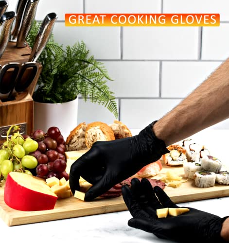 Soft Disposable Black Vinyl Gloves - 100 Pack 3 Mil Powder Free Black Disposable Gloves - Cooking Gloves Disposable Food Safe – Gloves for Cooking, Latex Free (Medium - Pack of 100)