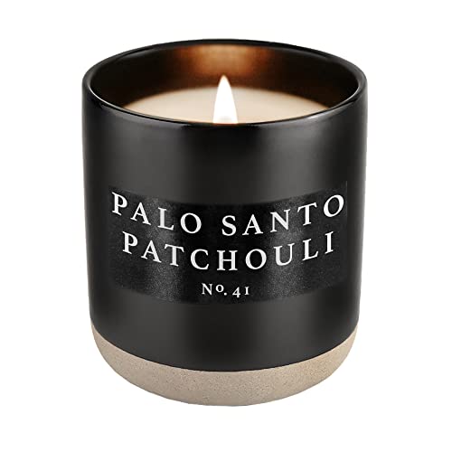 Sweet Water Decor Palo Santo Patchouli Candle | Black Pepper, Clove, Lavender, Cedarwood Scented Soy Wax Candle for Home | Gifts for Women, Men, Housewarming | 12oz Stone Jar, 60+ Hour Burn Time