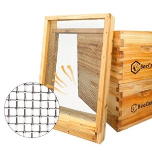 BeeCastle Beehive Screened Bottom Board Dipped in 100% Beeswax,Screened Bottom Board with Solid Wood (10-Frame)