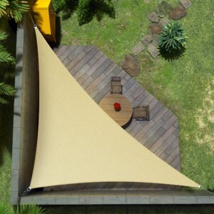 amgo 24' x 24' x 33.9' beige right triangle sun shade sail canopy awning fabric cloth - uv blockage, water & air permeable, heavy duty commercial grade, outdoor patio garden (we make custom size)