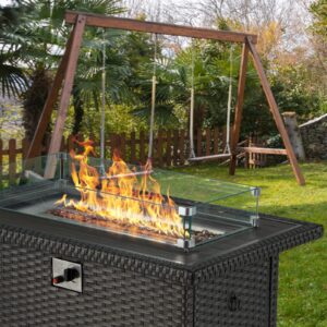 GYUTEI Fire Pit Wind Guard, 33"x 15"x 5" Fire Pit Glass Wind Guard 0.39 Inch Clear Tempered Glass Flame Shield with Hard Aluminum Corner Bracket for Rectangular Outdoor Fire Pit