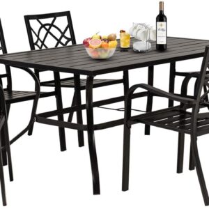 Incbruce 7 Pcs Outdoor Dining Set Wrought Iron Patio Dining Set, Dining Furniture Set (6 Dining Chair and 1 Rectangular Table with 1.57" Umbrella Hole) for Garden,Backyard(Metal Tabletop)