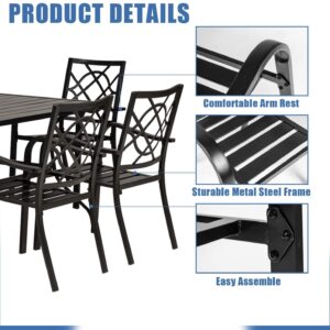 Incbruce 7 Pcs Outdoor Dining Set Wrought Iron Patio Dining Set, Dining Furniture Set (6 Dining Chair and 1 Rectangular Table with 1.57" Umbrella Hole) for Garden,Backyard(Metal Tabletop)