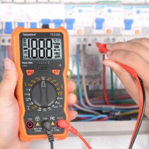 Takamine Digital Multimeter with Ohm Tester and Volt Amp Test Meter,DC AC Digital Voltmeter,NCV Function, Lighting, Bracket and Magnetic Suction Function,Measures Voltage Current Resistance Diodes