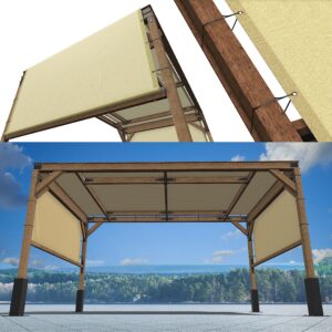 shademart 14' w x 16' l beige custom size pergola shade cover upf50 with stainless steel weighted rods and grommets - outdoor patio canopy replacement - commercial grade 260 gsm cloth