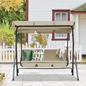 BPS 3-Person Patio Porch Swing Chair with Adjustable Backrest and Canopy - Outdoor Swing Perfect for Patio, Garden, Poolside, and Balcony Relaxation