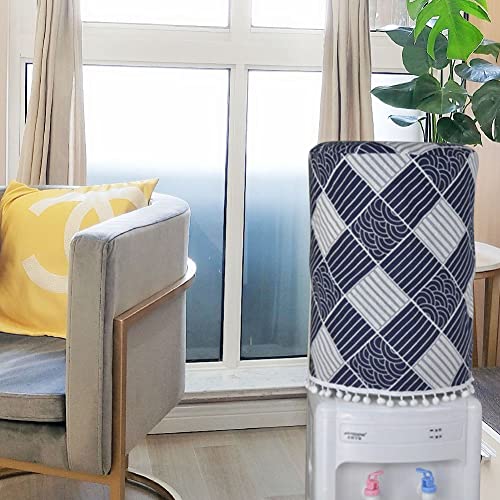 ZUYYON Water Dispenser Barrel Dust Cover for 5 Gallon Water Bottles, Cotton Linen Printing Water Cooler Cover Decor, Reusable Bucket Dust Proof Cover for Home Office