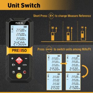 PREXISO 215Ft Laser Measure with Entension for Diagonal Measuring & PREXISO 2-in-1 Digital Laser Tape Measure, 135Ft Rechargeable Laser Distance Meter