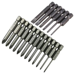 aiyun 18 Piece Slotted Phillips Screwdriver Bit Set, 1/4 Inch Hex Shank S2 Steel Magnetic 2Inch Long Drill Bit Set with Storage Box (Slotted Phillips)