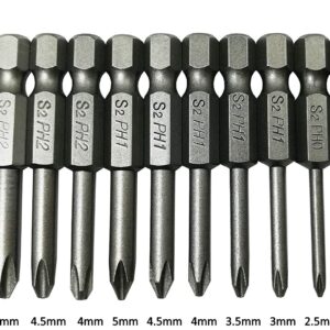 aiyun 18 Piece Slotted Phillips Screwdriver Bit Set, 1/4 Inch Hex Shank S2 Steel Magnetic 2Inch Long Drill Bit Set with Storage Box (Slotted Phillips)