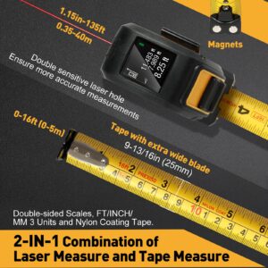 PREXISO 2-in-1 Laser Level Spirit Level with LED Lights, 100Ft Point + 30Ft Line & PREXISO 2-in-1 Digital Laser Tape Measure, 135Ft Rechargeable