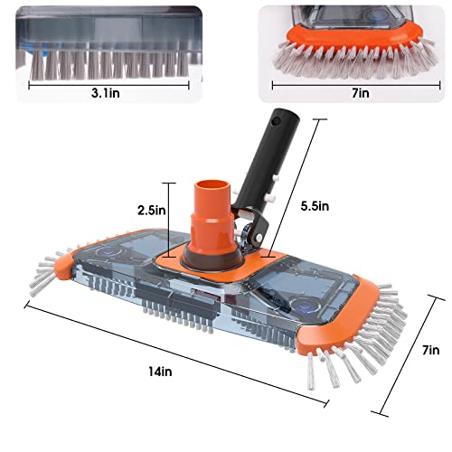 MrHumble Pool Vacuum Head with Side Brush & Universal Rotatable Hose Adapter,Weighted Rectangle Pool Vacuum(Safe for Vinyl Liner Pool),Swimming Pool Vacuum Brush for Inground & Above Ground Pools