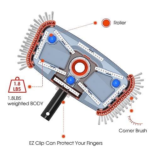 MrHumble Pool Vacuum Head with Side Brush & Universal Rotatable Hose Adapter,Weighted Rectangle Pool Vacuum(Safe for Vinyl Liner Pool),Swimming Pool Vacuum Brush for Inground & Above Ground Pools