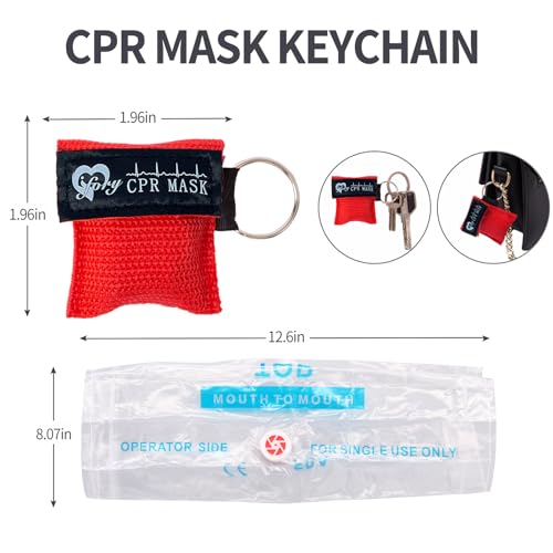 ifory 50 Packs CPR Pocket Mask Keychain, CPR Face Shield with One Way Valve Breathing Barrier for First Aid or ADE Training