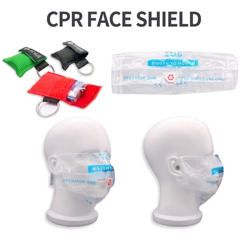 ifory 50 Packs CPR Pocket Mask Keychain, CPR Face Shield with One Way Valve Breathing Barrier for First Aid or ADE Training