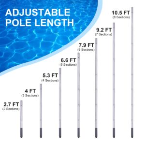 Sepetrel Pool Pole - 10.5 Foot Anodized Aluminum Extension Cleaning Poles,for Skimmer Net, Pool Brush & Vacuum Head