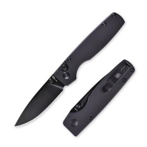 kizer original folding pocket knife with clip, black aluminum handle edc knife, 3 inch154cm steel blade knife, v3605e1