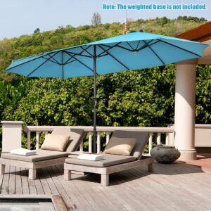 Tangkula 15Ft Double-Sided Patio Umbrella, Outdoor Extra Large Umbrella W/Hand-Crank System & Air Vents, Market Twin Umbrella W/ 12-Rib Sturdy Metal Frame for Poolside, Garden Backyard (Turquoise)