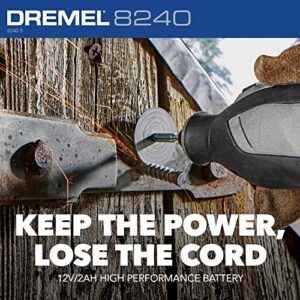 Dremel 8240 12V Cordless Rotary Tool Kit with Variable Speed and Comfort Grip - Includes 2AH Battery Pack, Charger, 5 Accessories & Wrench, Tool Fabric Carry Bag, and Instruction Manual