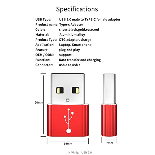 Adapter for Planet Computers Astro Slide (Adapter by BoxWave) - USB-A to C PortChanger (5-Pack), USB Type-C OTG USB-A Convert Charging Data for Planet Computers Astro Slide - Metallic Silver