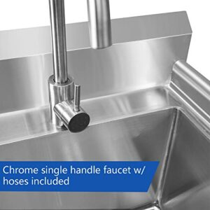 Stainless Steel Prep & Utility Sink With Faucet - 1 Compartment Commercial Kitchen Sink - NSF Certified - Single 18" x 16" Inner Tub (Restaurant, Kitchen, Laundry, Garage)