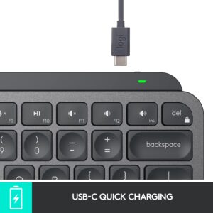 Logitech MX Keys Mini Minimalist Wireless Illuminated Keyboard, Compact, Bluetooth, Backlit, USB-C, Compatible with Apple macOS, iOS, Windows, Linux, Android, Metal Build - Graphite (Renewed)
