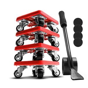 furniture dolly & furniture lifter set,furniture mover with 4 wheels, 360° rotation wheels furniture movers,800 lbs load capacity,for moving heavy furniture, refrigerator, sofa, cabinet（red）