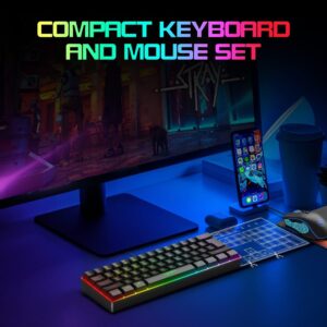 SELORSS Gaming RGB Wired Keyboard and Mouse Combo - USB Gaming Keyboard Compact 61 Keys RGB LED Backlit & Gaming Mouse 6400 DPI - Wired Switch Contoller for Nintendo,Windows PC Gamers,PS4-4 in 1