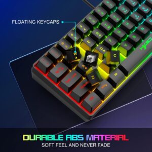 SELORSS Gaming RGB Wired Keyboard and Mouse Combo - USB Gaming Keyboard Compact 61 Keys RGB LED Backlit & Gaming Mouse 6400 DPI - Wired Switch Contoller for Nintendo,Windows PC Gamers,PS4-4 in 1